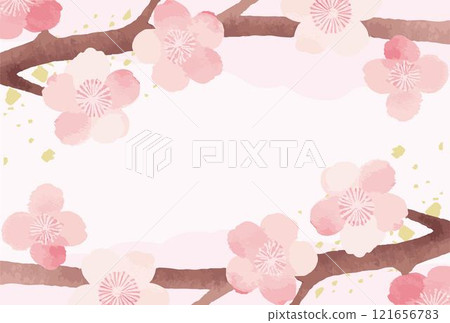 Spring frame cherry blossoms sakura flowers watercolor background copy space illustration material Spring frame cherry blossoms sakura flowers watercolor background copy space illustration material 121656783