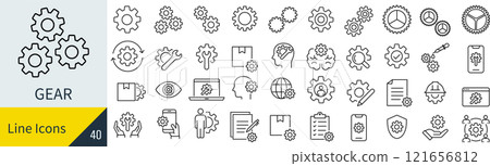 Gears line icon set Gears line icon set 121656812