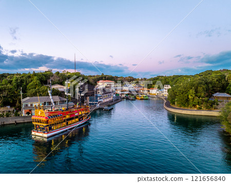 Kashikojima Port and the Espana Cruise Ship at Dusk (Shima City, Mie Prefecture) 121656840