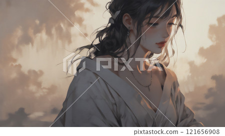 Ragged woman AI generated material 121656908