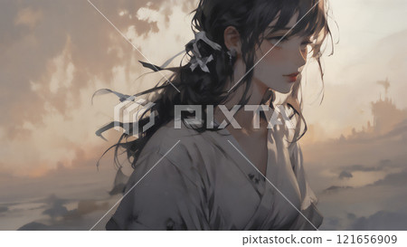 Ragged woman AI generated material 121656909