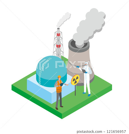 核電站的圖像插圖 121656957