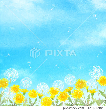 Watercolor illustration of a dandelion flying in the sky Watercolor illustration of a dandelion flying in the sky 121656984