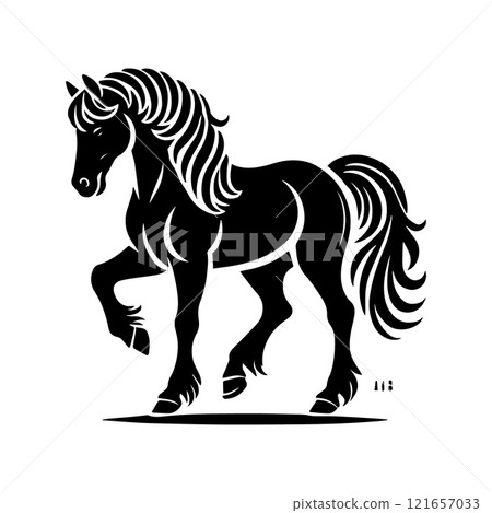 black and white horse head sketch design on white 121657033