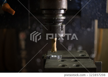 Part machining at machining center Part machining at machining center 121657208