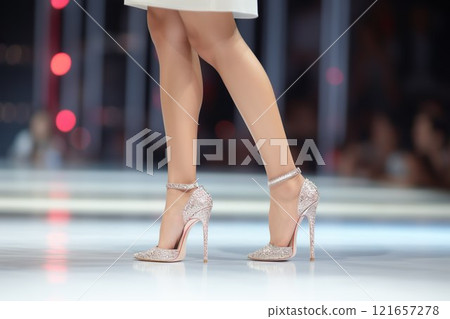 Model 02 walking on the runway 121657278