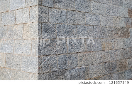 Stone wall in old town China for background. 121657349