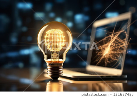 Light bulb and PC idea image 01 121657483