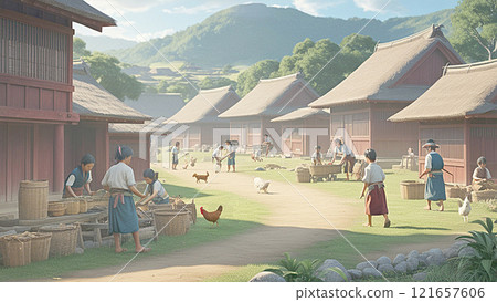 老日本鄉村風景 老日本鄉村風景 121657606