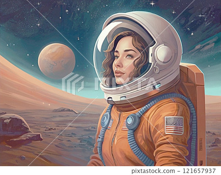 Female astronaut on Mars Female astronaut on Mars 121657937