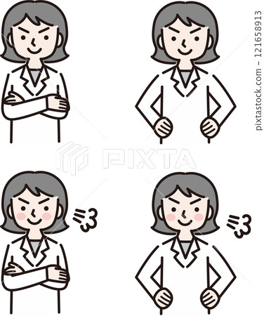 Confident women in white coats (doctors, pharmacists, nutritionists, researchers) Confident women in white coats (doctors, pharmacists, nutritionists, researchers) 121658913