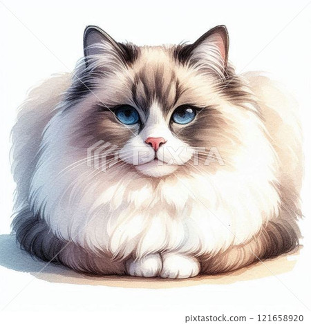 布偶貓坐在桶子裡 121658920