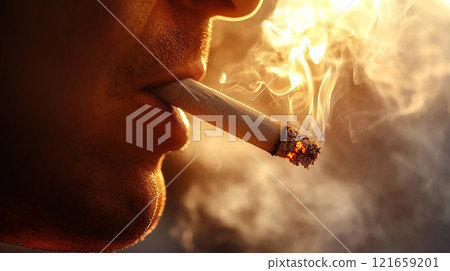 一個嘴裡叼著煙的男人的嘴 一個嘴裡叼著煙的男人的嘴 121659201