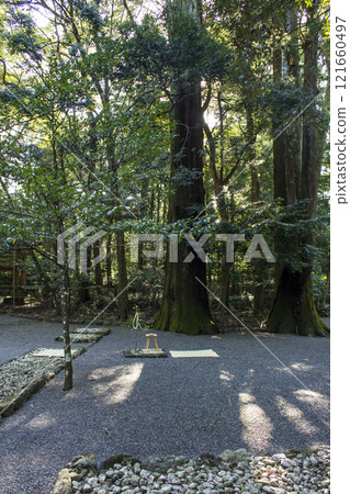 Ise Shrine rituals, scenery of the Inner Shrine sanctuary, Inner Shrine's Ibiyado and Harasho, offerings, image material 121660497