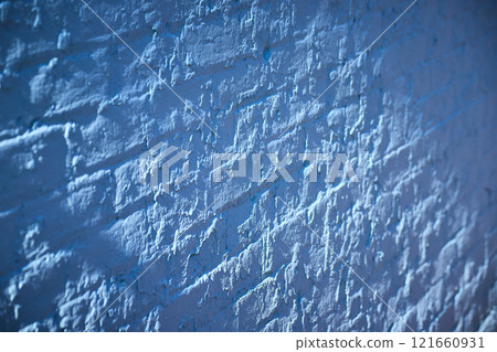 Textured Blue Brick Wall in Urban Setting Eye-Level View Textured Blue Brick Wall in Urban Setting Eye-Level View 121660931