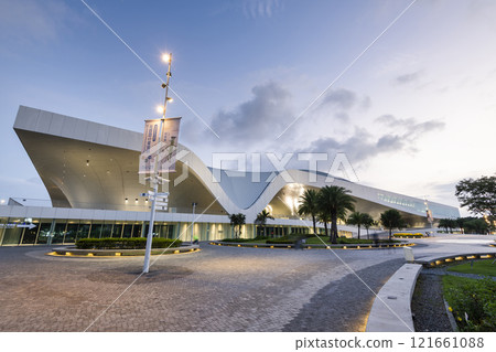 Night view of the National Kaohsiung Center for the Arts (Weiwuying), Taiwan. The site was originally a military compound and was reconstructed as an arts center. Night view of the National Kaohsiung Center for the Arts (Weiwuying), Taiwan. The site was originally a military compound and was reconstructed as an arts center. 121661088