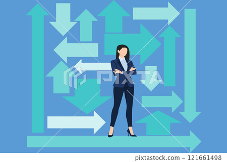Illustration of a roadmap to achieving goals (businesswoman) 121661498