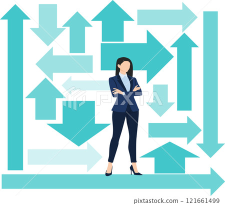 Illustration of a roadmap to achieving goals (businesswoman) 121661499