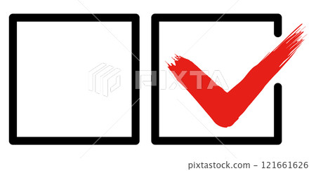 Check box and check mark illustration Check box and check mark illustration 121661626