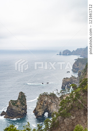 The magnificent view of Kitayamazaki in Sanriku, Iwate 121661712