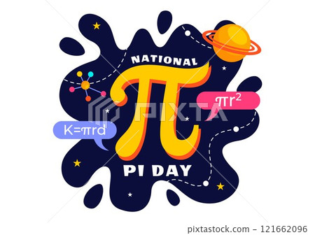 National Pi Day Vector Illustration on 14 March featuring Mathematical Constants, Greek Letters, and a Sweet Baked Pie in a Holiday Flat Background National Pi Day Vector Illustration on 14 March featuring Mathematical Constants, Greek Letters, and a Sweet Baked Pie in a Holiday Flat Background 121662096