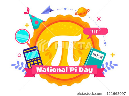 National Pi Day Vector Illustration on 14 March featuring Mathematical Constants, Greek Letters, and a Sweet Baked Pie in a Holiday Flat Background 121662097