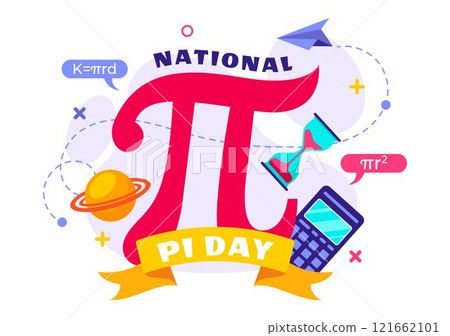 National Pi Day Vector Illustration on 14 March featuring Mathematical Constants, Greek Letters, and a Sweet Baked Pie in a Holiday Flat Background 121662101