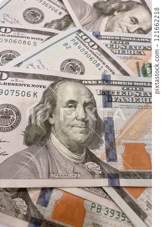 US Dollar Banknotes.A close-up view of various US dollar banknotes. Finance and economy concept. US Dollar Banknotes.A close-up view of various US dollar banknotes. Finance and economy concept. 121662218