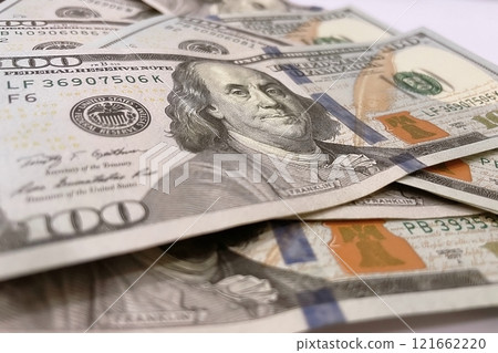 US Dollar Banknotes.A close-up view of various US dollar banknotes. Finance and economy concept. US Dollar Banknotes.A close-up view of various US dollar banknotes. Finance and economy concept. 121662220