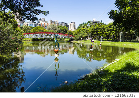 Beautiful view of Central Park in Kaohsiung, Taiwan, It is one of the famous attractions in Kaohsiung. 121662332