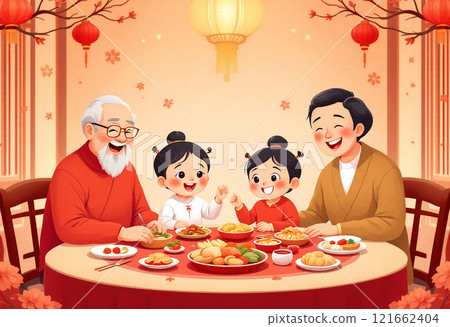 農曆新年，一群人，一群人，一個人，新年快樂 121662404