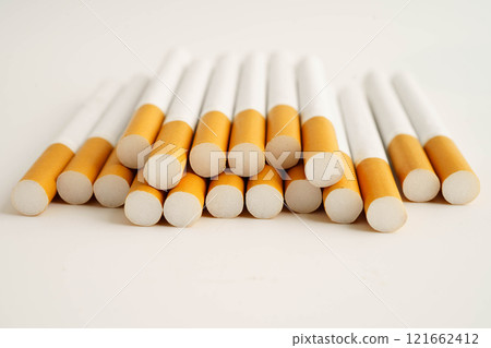 Cigarette, roll tobacco in paper with filter tube, No smoking. Cigarette, roll tobacco in paper with filter tube, No smoking. 121662412