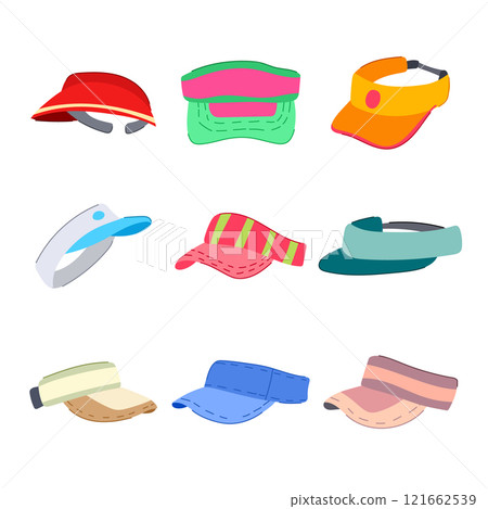 visor cap set cartoon vector illustration visor cap set cartoon vector illustration 121662539