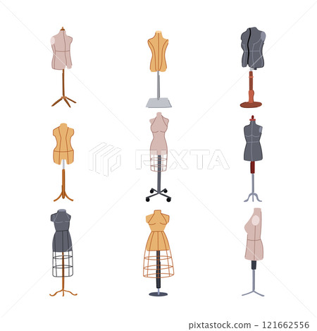 mannequin tailor set cartoon vector illustration 121662556