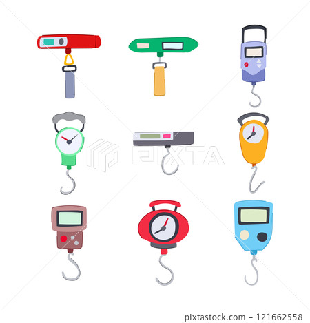 luggage weight set cartoon vector illustration 121662558