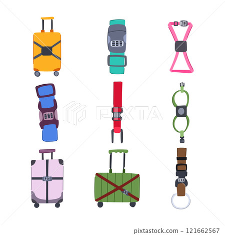luggage strap set cartoon vector illustration luggage strap set cartoon vector illustration 121662567