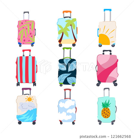 luggage cover set cartoon vector illustration luggage cover set cartoon vector illustration 121662568