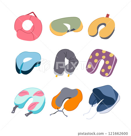 airplane pillow set cartoon vector illustration 121662600