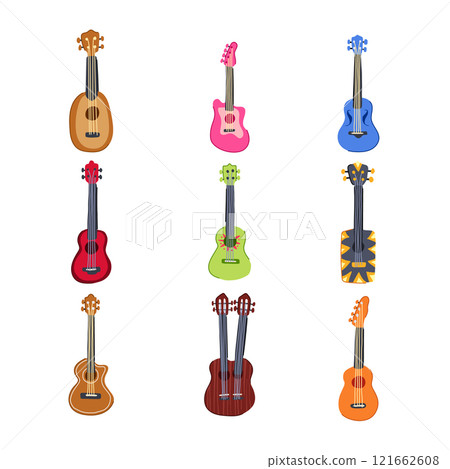 ukulele set cartoon vector illustration 121662608
