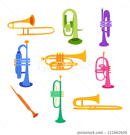 trumpet set cartoon vector illustration 121662609