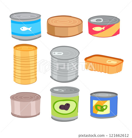 tin can set cartoon vector illustration tin can set cartoon vector illustration 121662612
