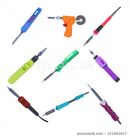 soldering iron set cartoon vector illustration 121662617