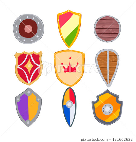 shield knight set cartoon vector illustration 121662622