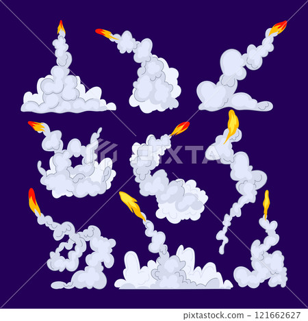 rocket smoke trail set cartoon vector illustration 121662627