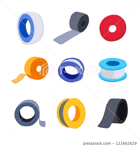 pipe seal tape set cartoon vector illustration 121662629