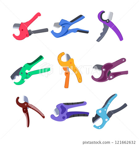 pipe cutter set cartoon vector illustration 121662632
