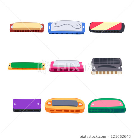 harmonica set cartoon vector illustration harmonica set cartoon vector illustration 121662643