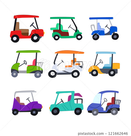 golf cart set cartoon vector illustration golf cart set cartoon vector illustration 121662646