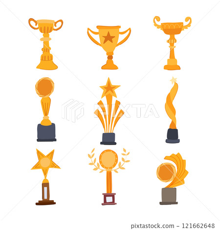 gold trophy set cartoon vector illustration gold trophy set cartoon vector illustration 121662648