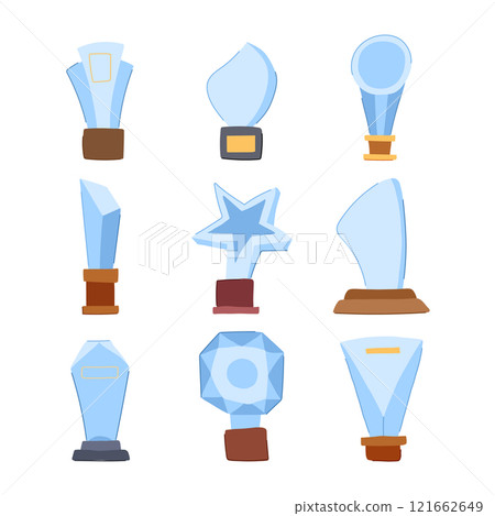 glass trophy set cartoon vector illustration 121662649